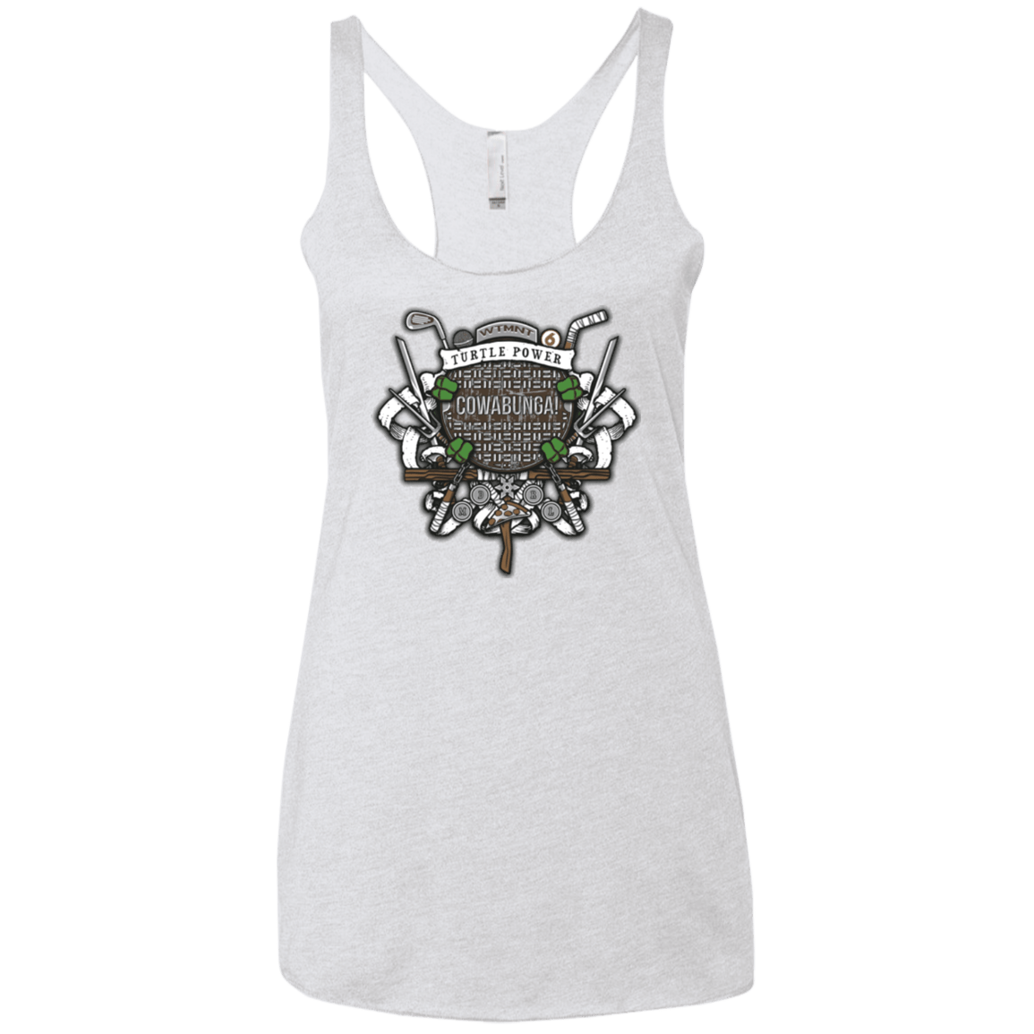 T-Shirts Heather White / X-Small Turtle Power! Women's Triblend Racerback Tank