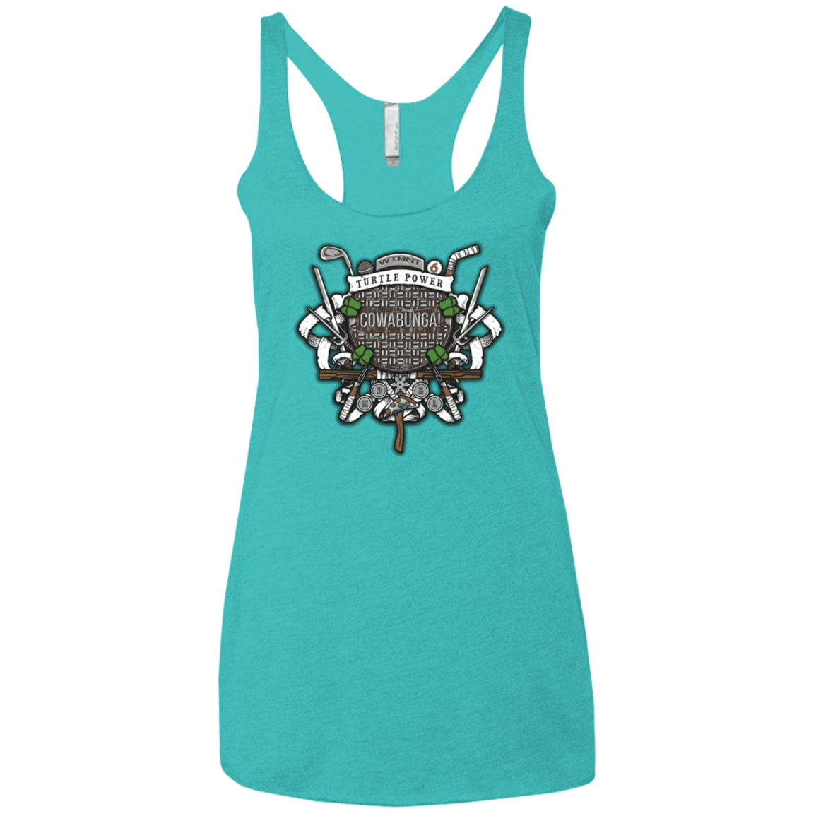 T-Shirts Tahiti Blue / X-Small Turtle Power! Women's Triblend Racerback Tank