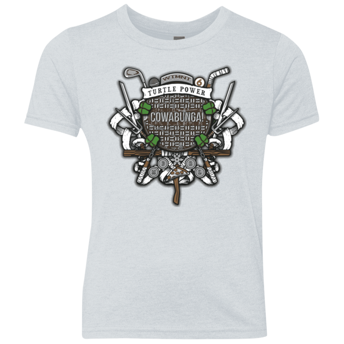 T-Shirts Heather White / YXS Turtle Power! Youth Triblend T-Shirt