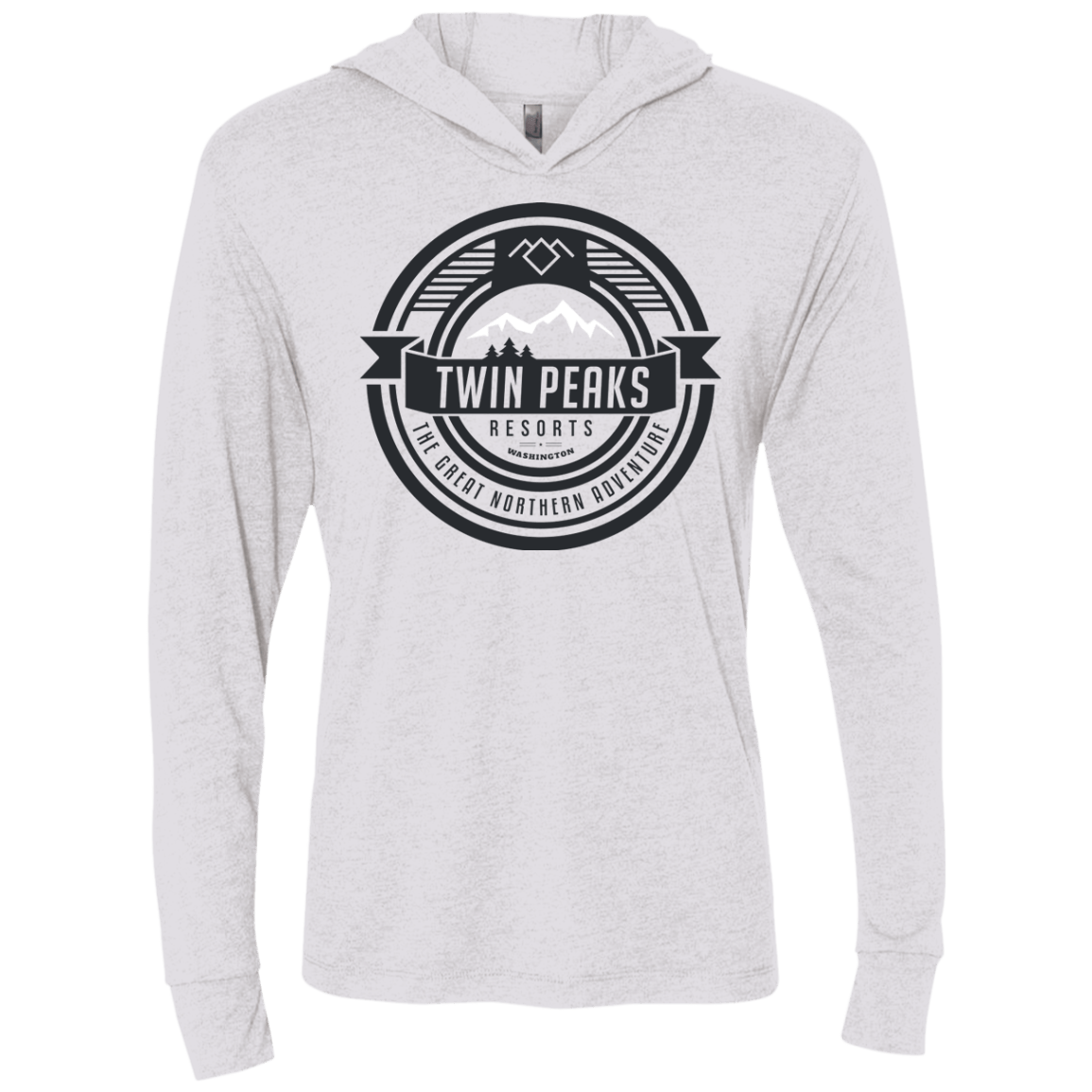 T-Shirts Heather White / X-Small Twin Peaks Resorts Triblend Long Sleeve Hoodie Tee