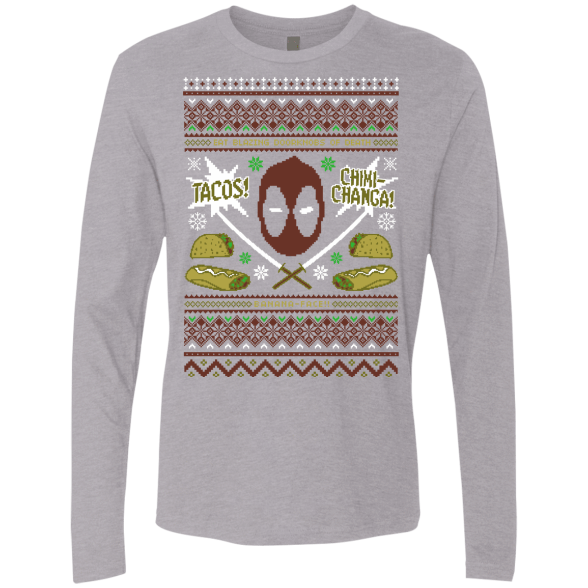 T-Shirts Heather Grey / Small Ugly Deadpool Men's Premium Long Sleeve