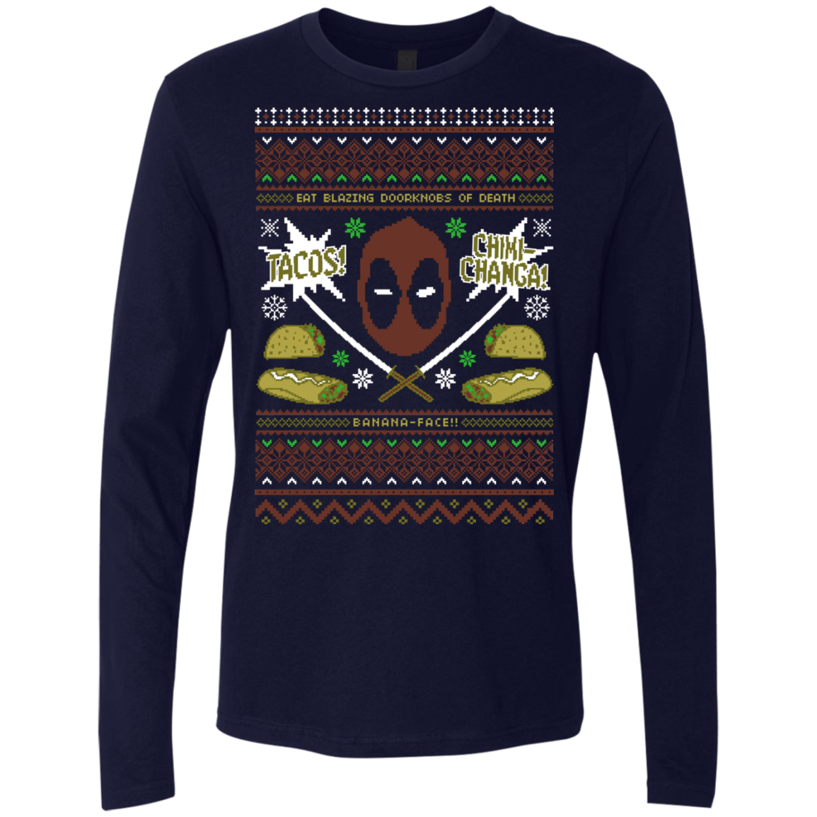 T-Shirts Midnight Navy / Small Ugly Deadpool Men's Premium Long Sleeve