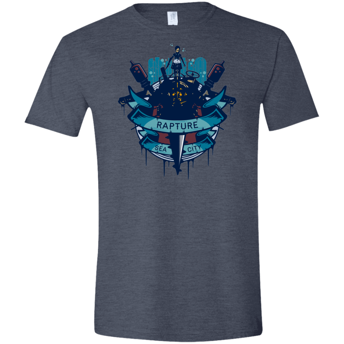 T-Shirts Heather Navy / S Under The Sea Men's Semi-Fitted Softstyle