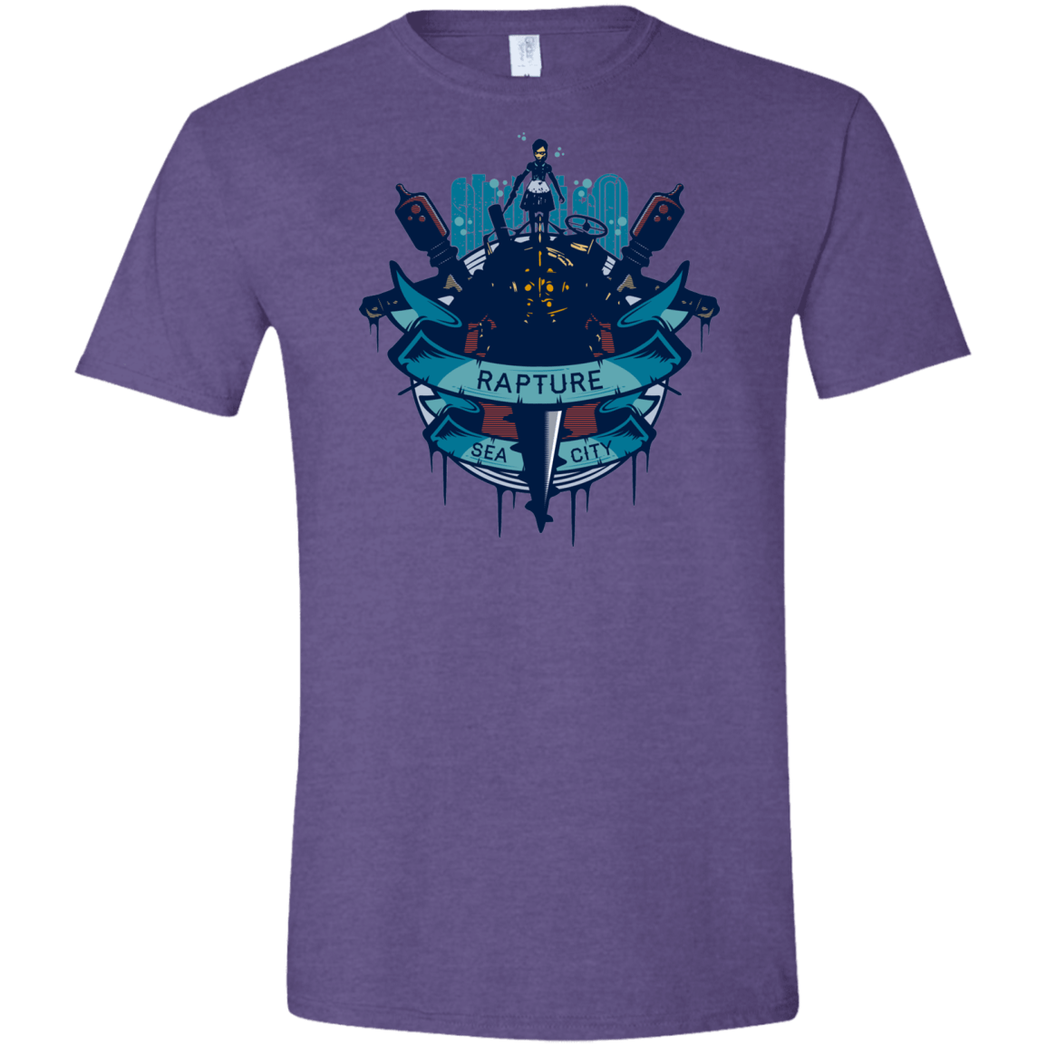 T-Shirts Heather Purple / S Under The Sea Men's Semi-Fitted Softstyle
