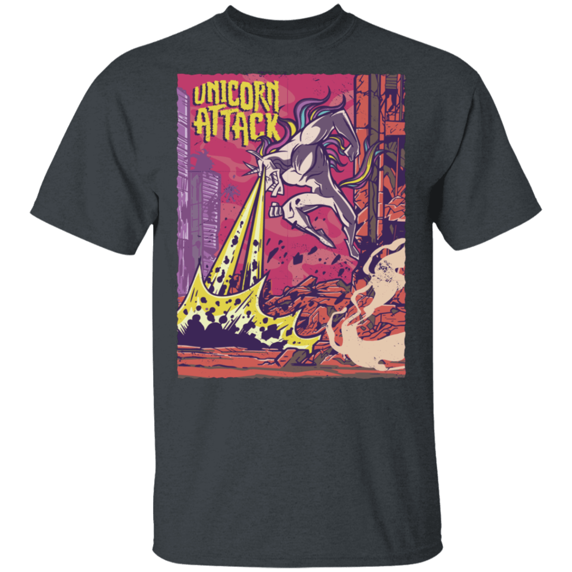 T-Shirts Dark Heather / S Unicorn Attack T-Shirt