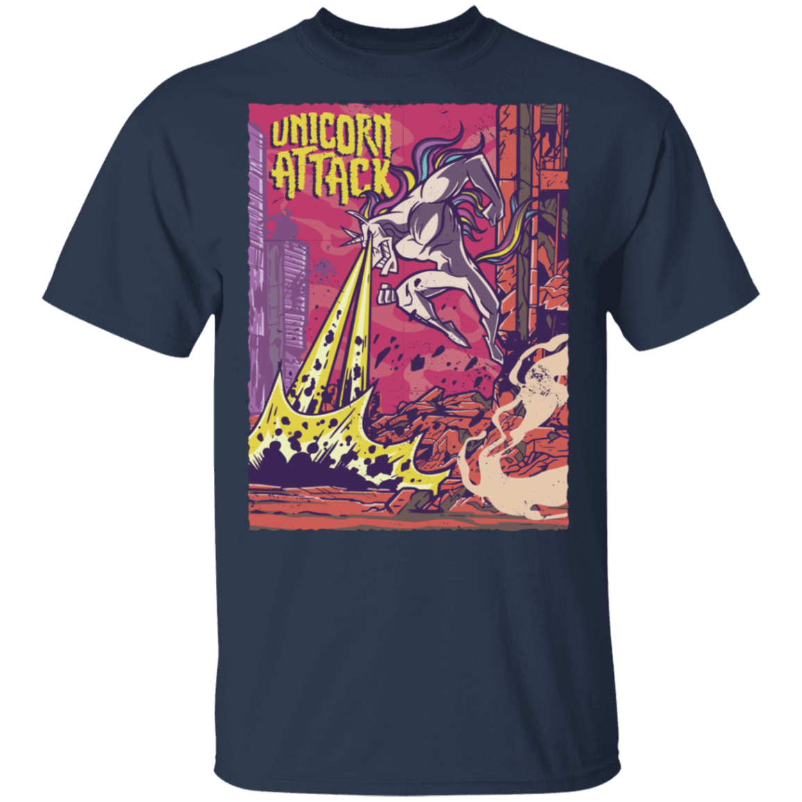 T-Shirts Navy / S Unicorn Attack T-Shirt