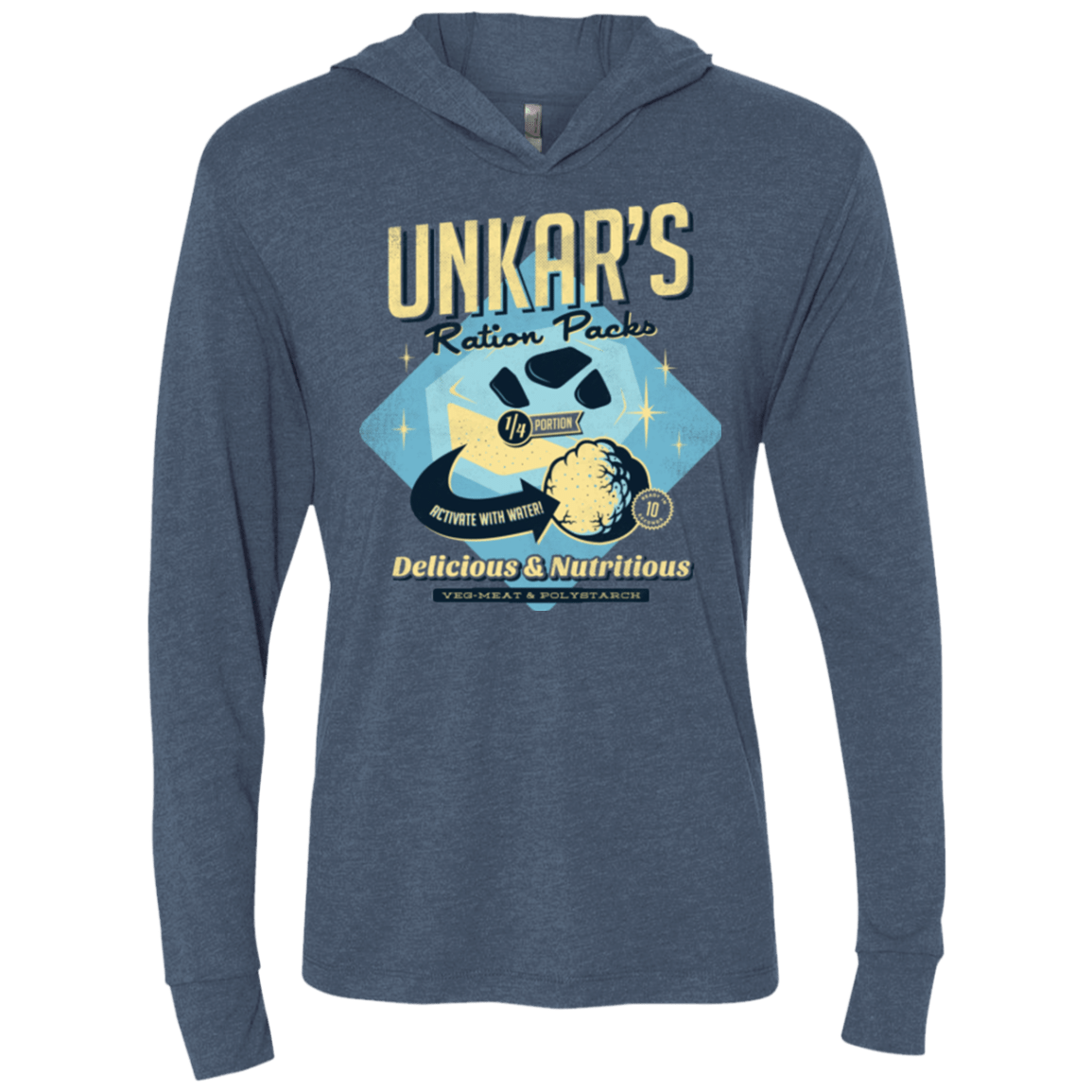 T-Shirts Indigo / X-Small Unkars Ration Packs Triblend Long Sleeve Hoodie Tee