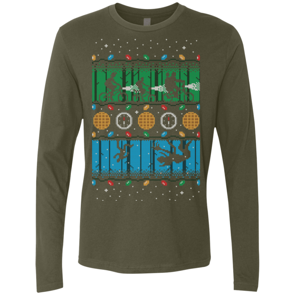 T-Shirts Military Green / Small Upside Down Christmas Men's Premium Long Sleeve
