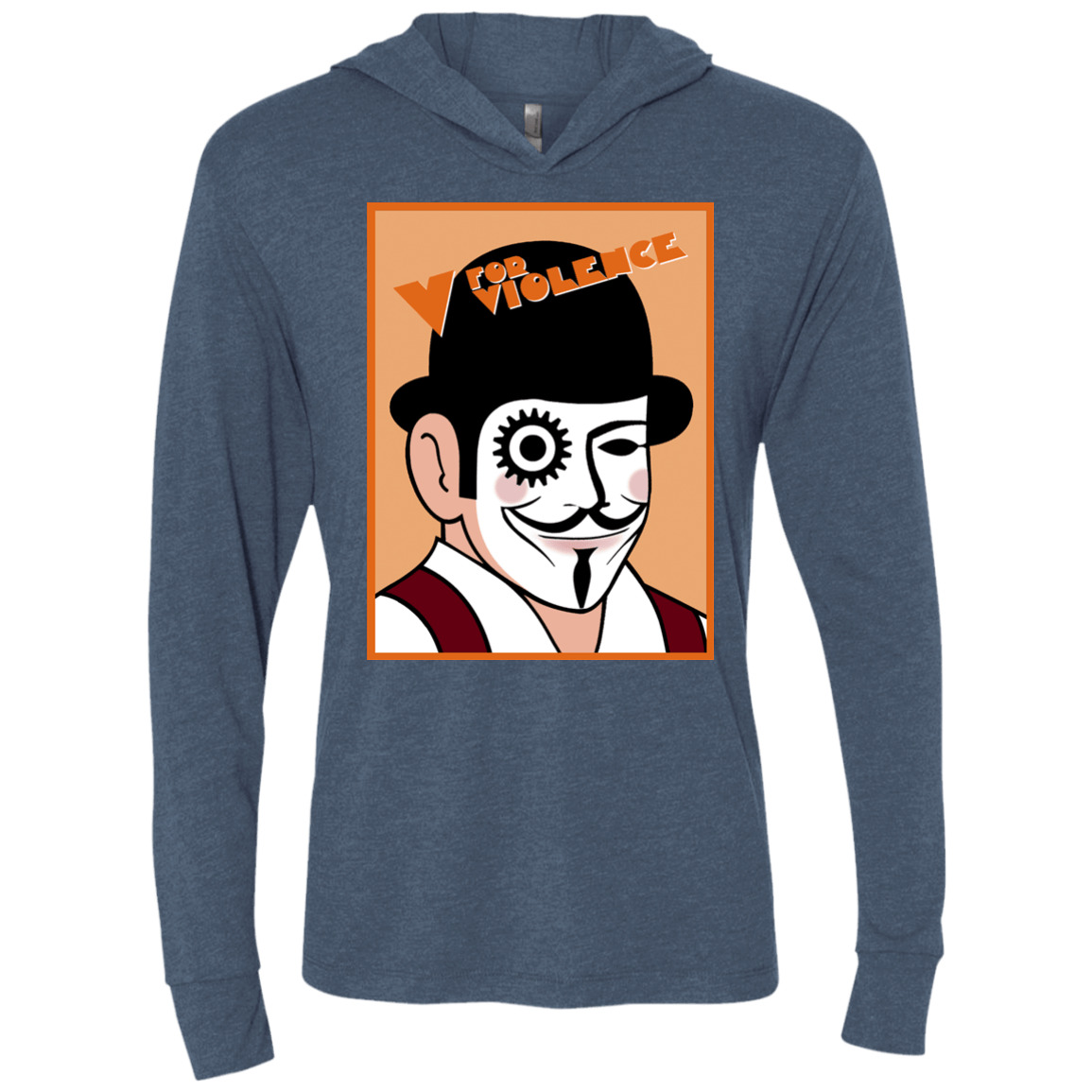 T-Shirts Indigo / X-Small V for Violence Triblend Long Sleeve Hoodie Tee