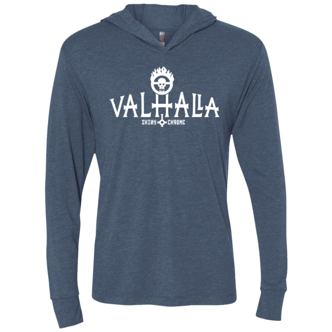 T-Shirts Indigo / X-Small Valhalla Shiny & Chrome Triblend Long Sleeve Hoodie Tee