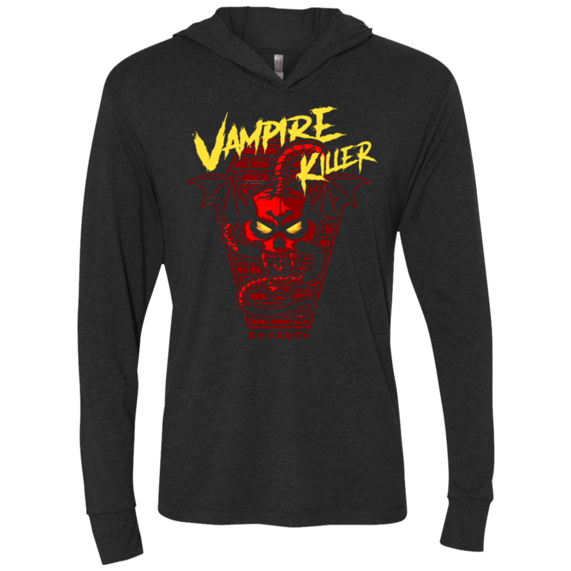 T-Shirts Vintage Black / X-Small Vampire Killer Punk Triblend Long Sleeve Hoodie Tee