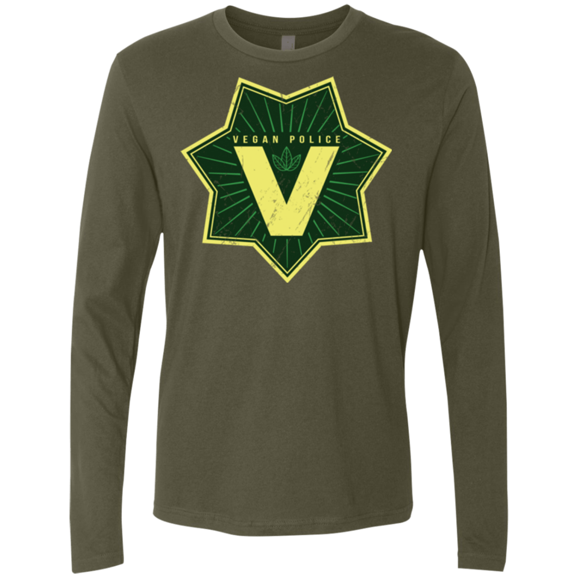 T-Shirts Military Green / Small Vegan Police Men's Premium Long Sleeve