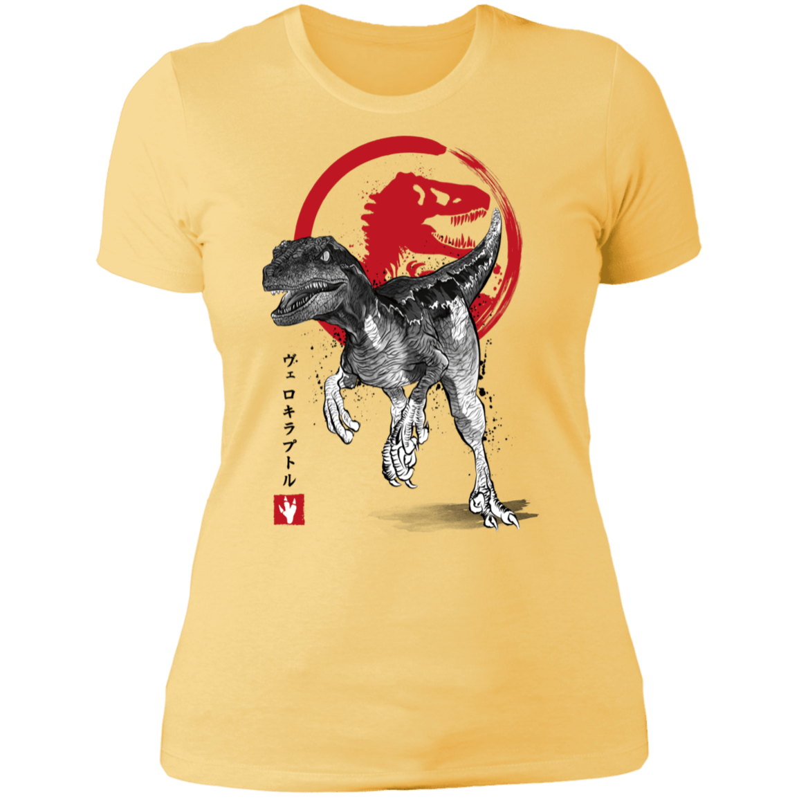T-Shirts Banana Cream/ / S Velociraptor sumi-e Women's Premium T-Shirt