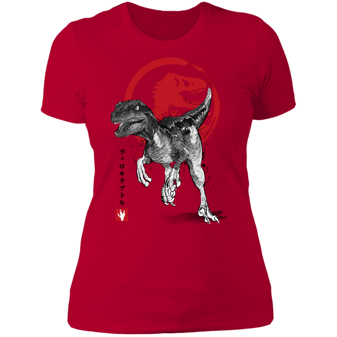 T-Shirts Red / S Velociraptor sumi-e Women's Premium T-Shirt