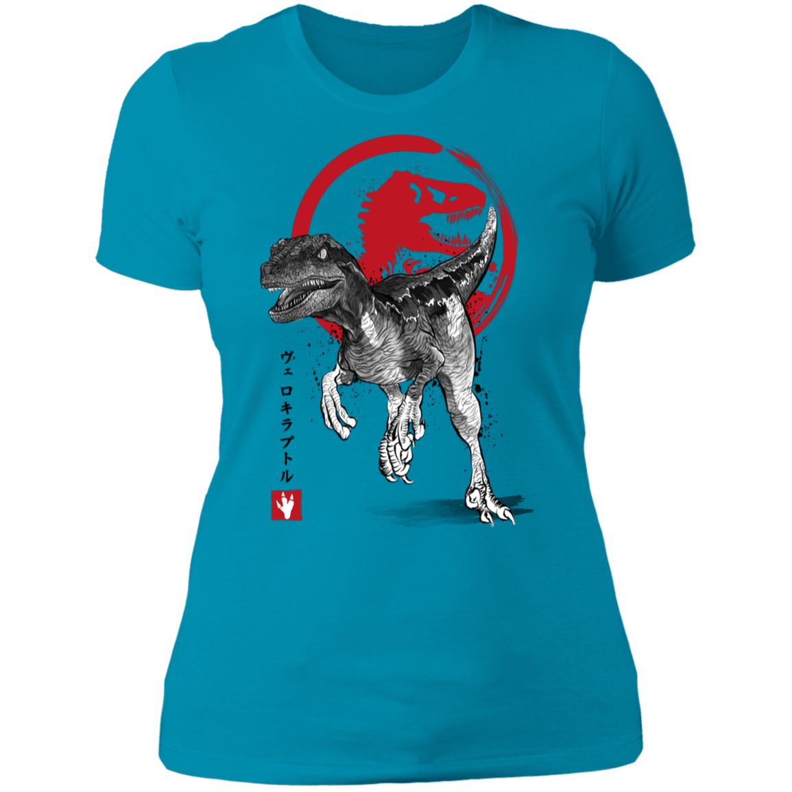 T-Shirts Turquoise / S Velociraptor sumi-e Women's Premium T-Shirt
