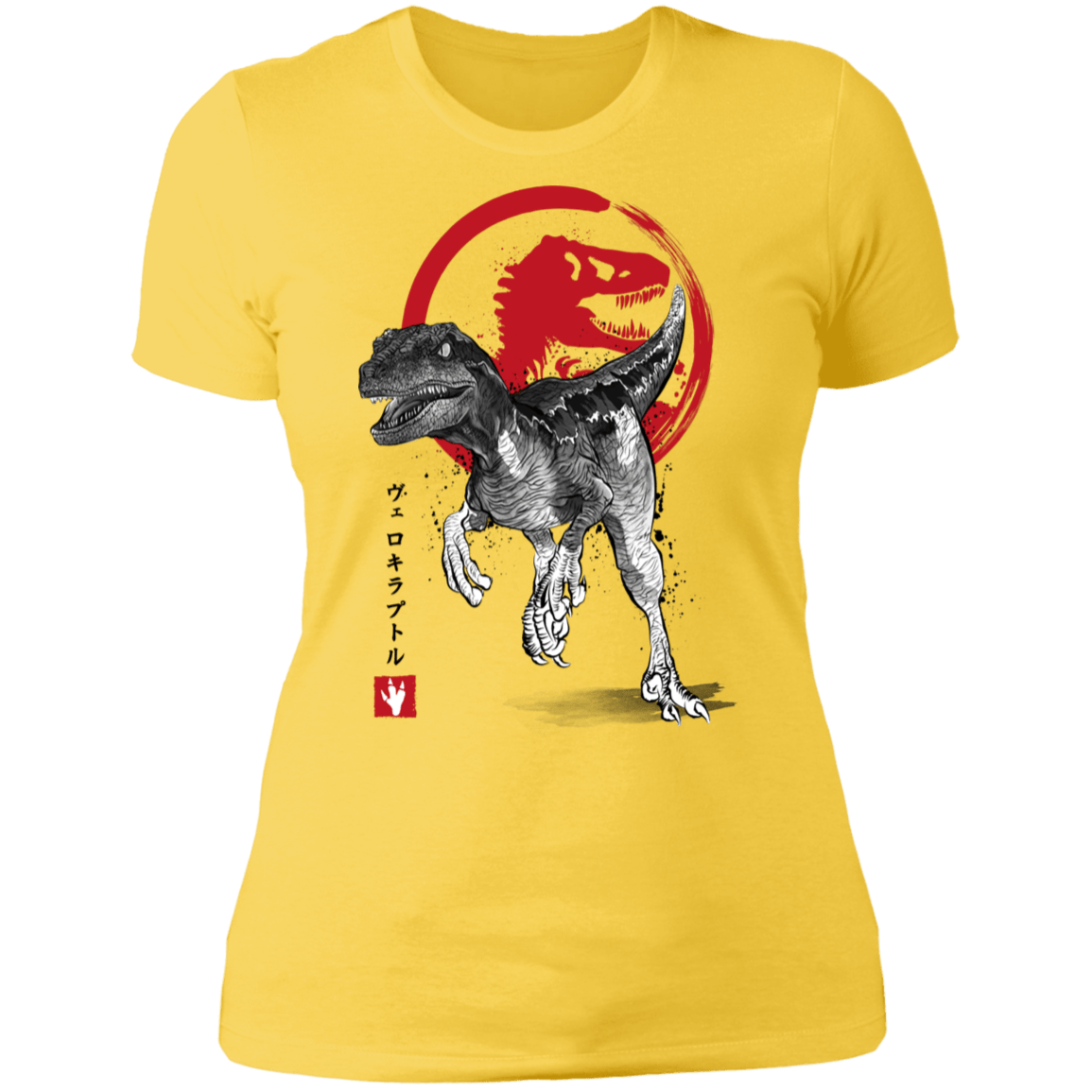 T-Shirts Vibrant Yellow / S Velociraptor sumi-e Women's Premium T-Shirt