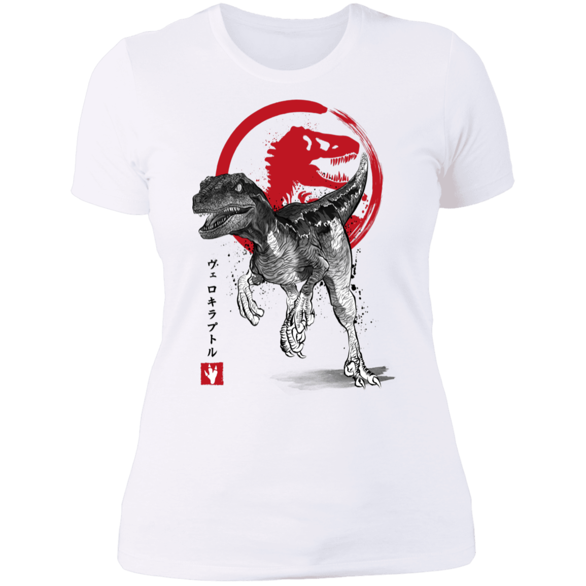 T-Shirts White / S Velociraptor sumi-e Women's Premium T-Shirt
