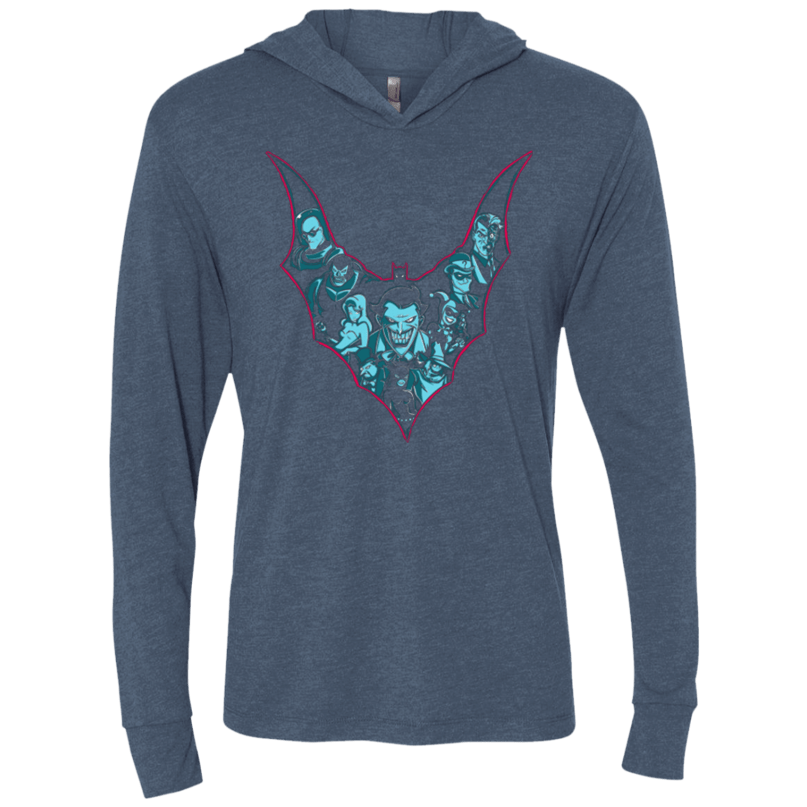 T-Shirts Indigo / X-Small VILLAINS SHADOWS Triblend Long Sleeve Hoodie Tee