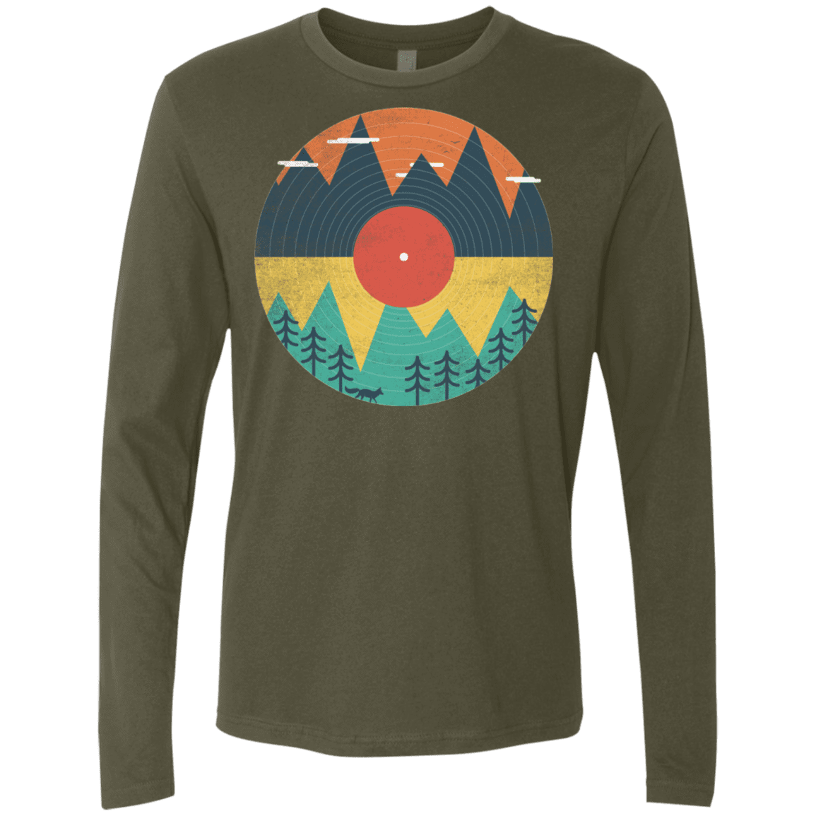 T-Shirts Military Green / S Vinyl Fox Men's Premium Long Sleeve