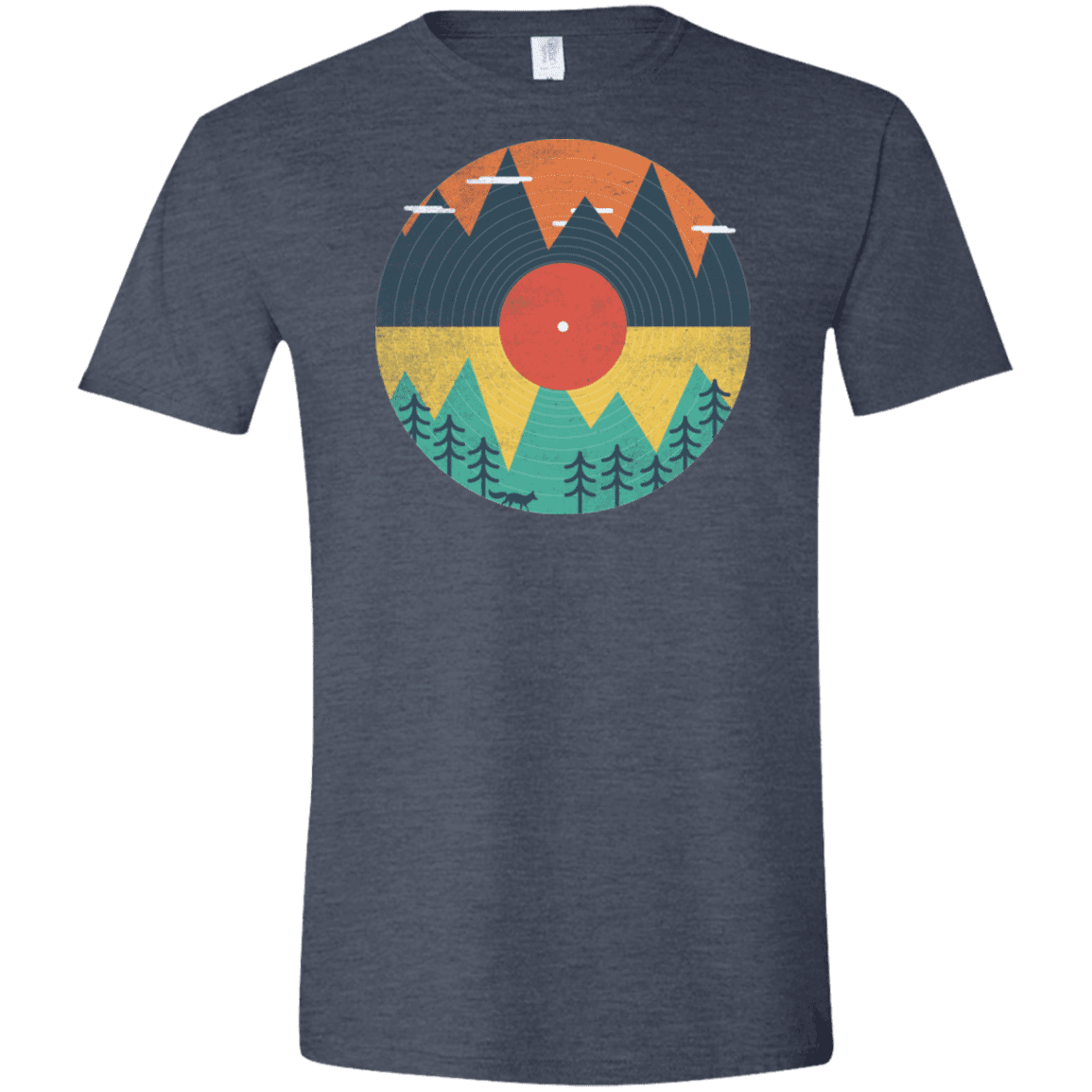 T-Shirts Heather Navy / S Vinyl Fox Men's Semi-Fitted Softstyle