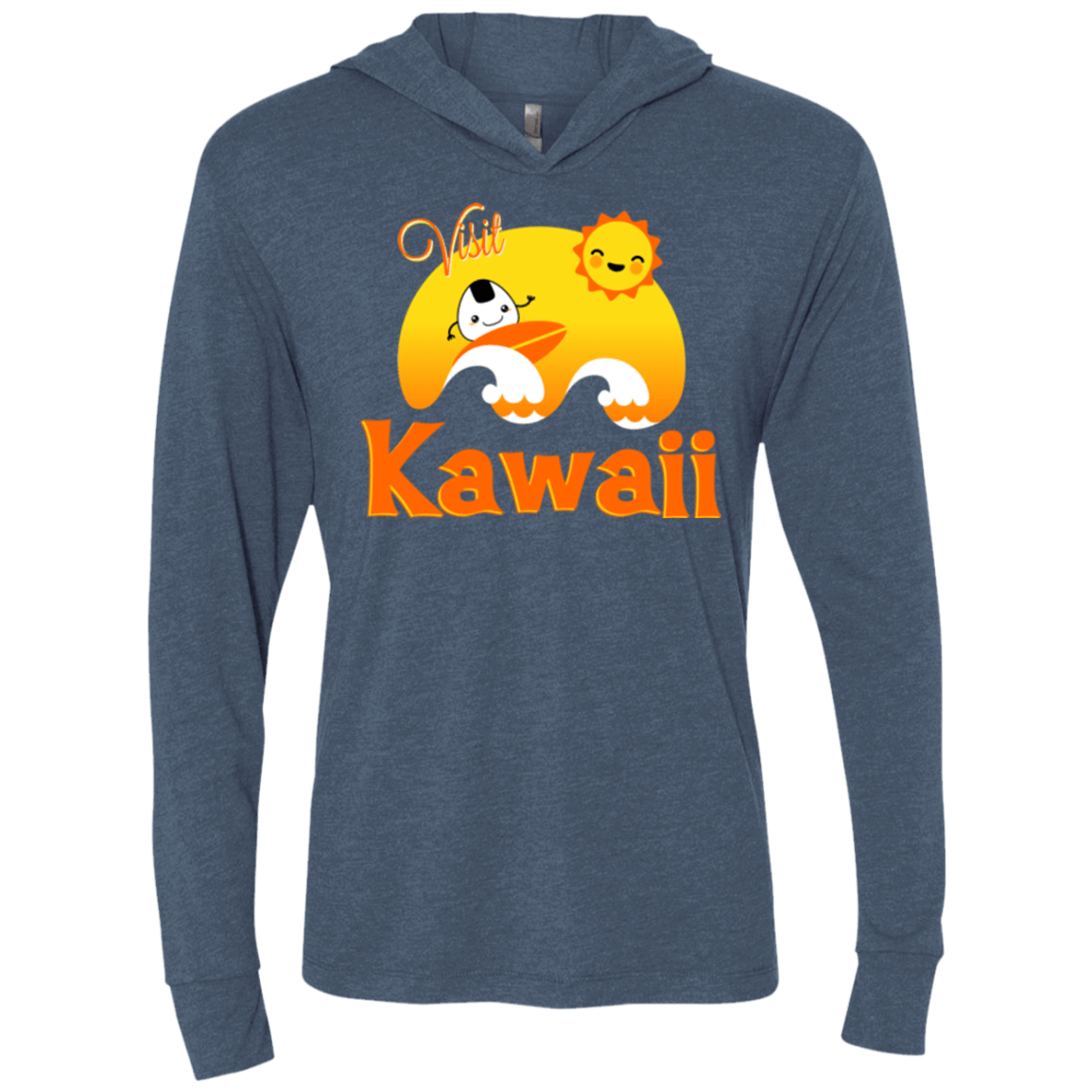 T-Shirts Indigo / X-Small Visit Kawaii Triblend Long Sleeve Hoodie Tee