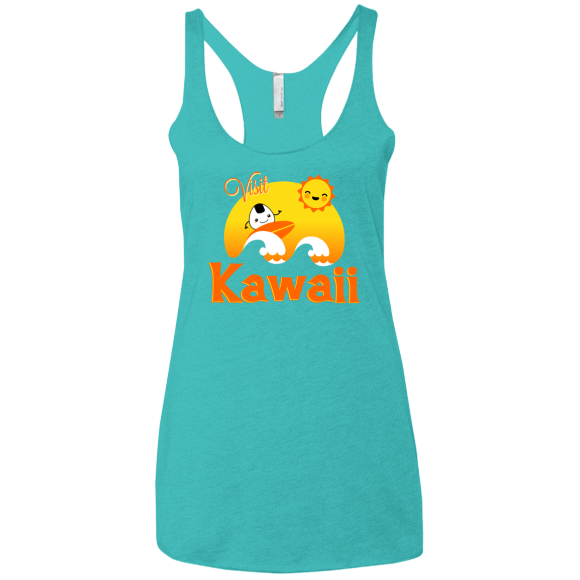 T-Shirts Tahiti Blue / X-Small Visit Kawaii Women's Triblend Racerback Tank