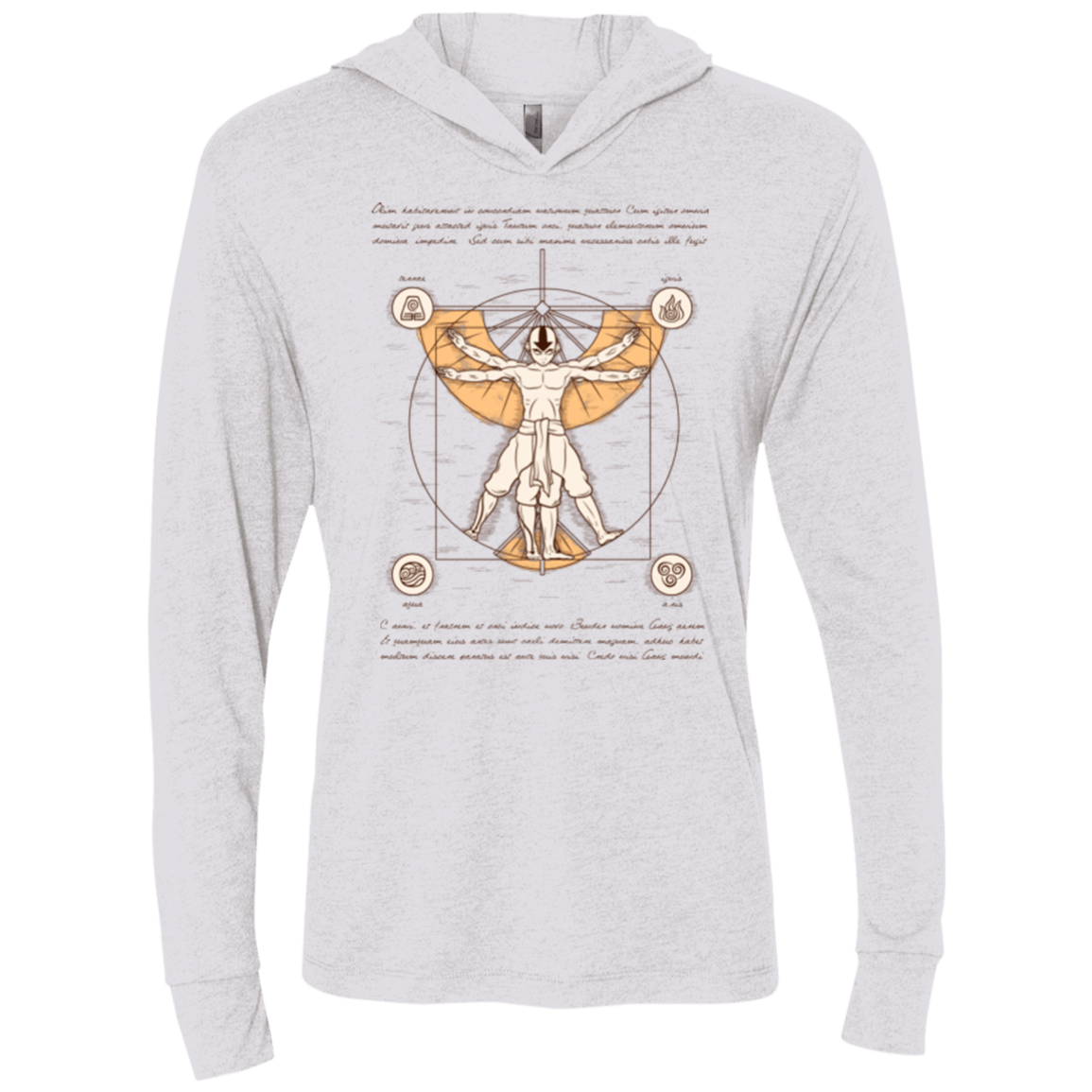 T-Shirts Heather White / X-Small Vitruvian Aang (1) Triblend Long Sleeve Hoodie Tee