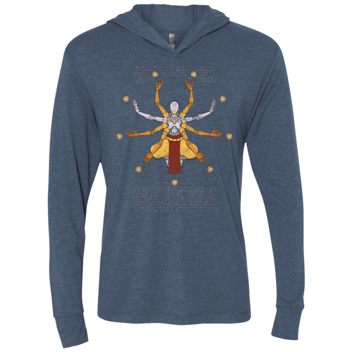 T-Shirts Indigo / X-Small Vitruvian Omnic Triblend Long Sleeve Hoodie Tee