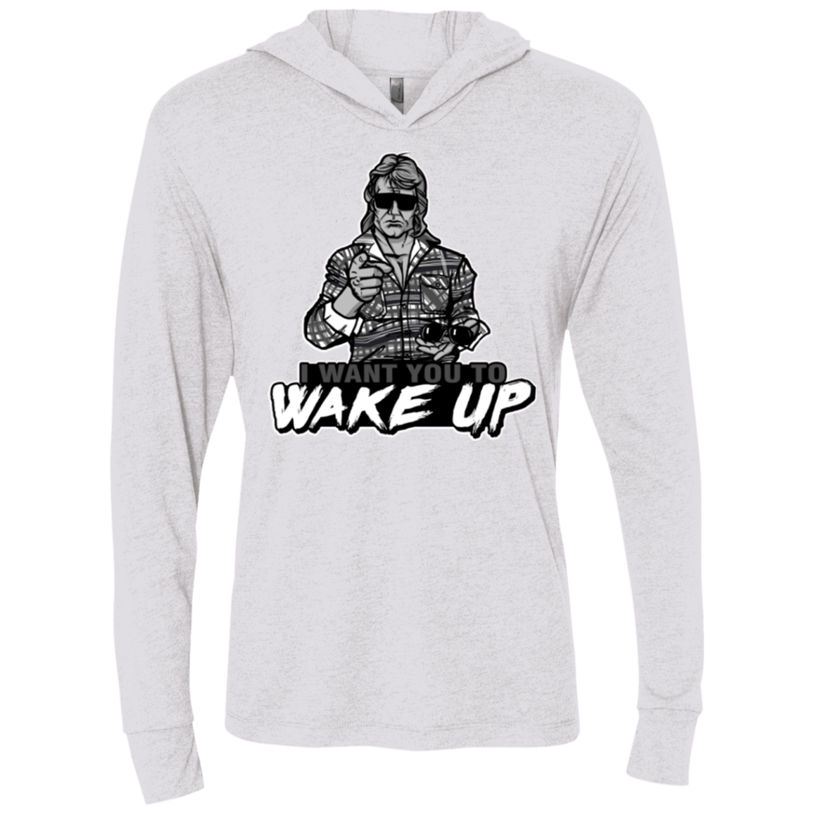 T-Shirts Heather White / X-Small Wake Up Triblend Long Sleeve Hoodie Tee