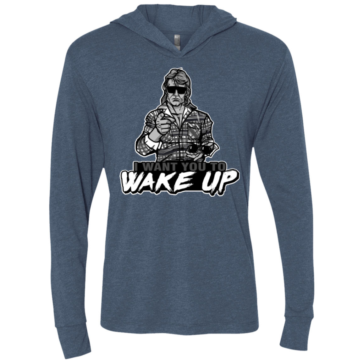 T-Shirts Indigo / X-Small Wake Up Triblend Long Sleeve Hoodie Tee