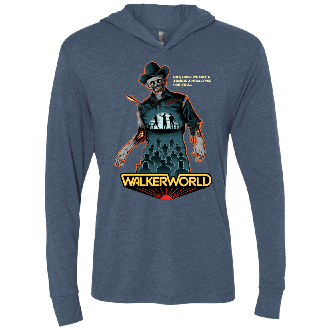 T-Shirts Indigo / X-Small Walker World Triblend Long Sleeve Hoodie Tee