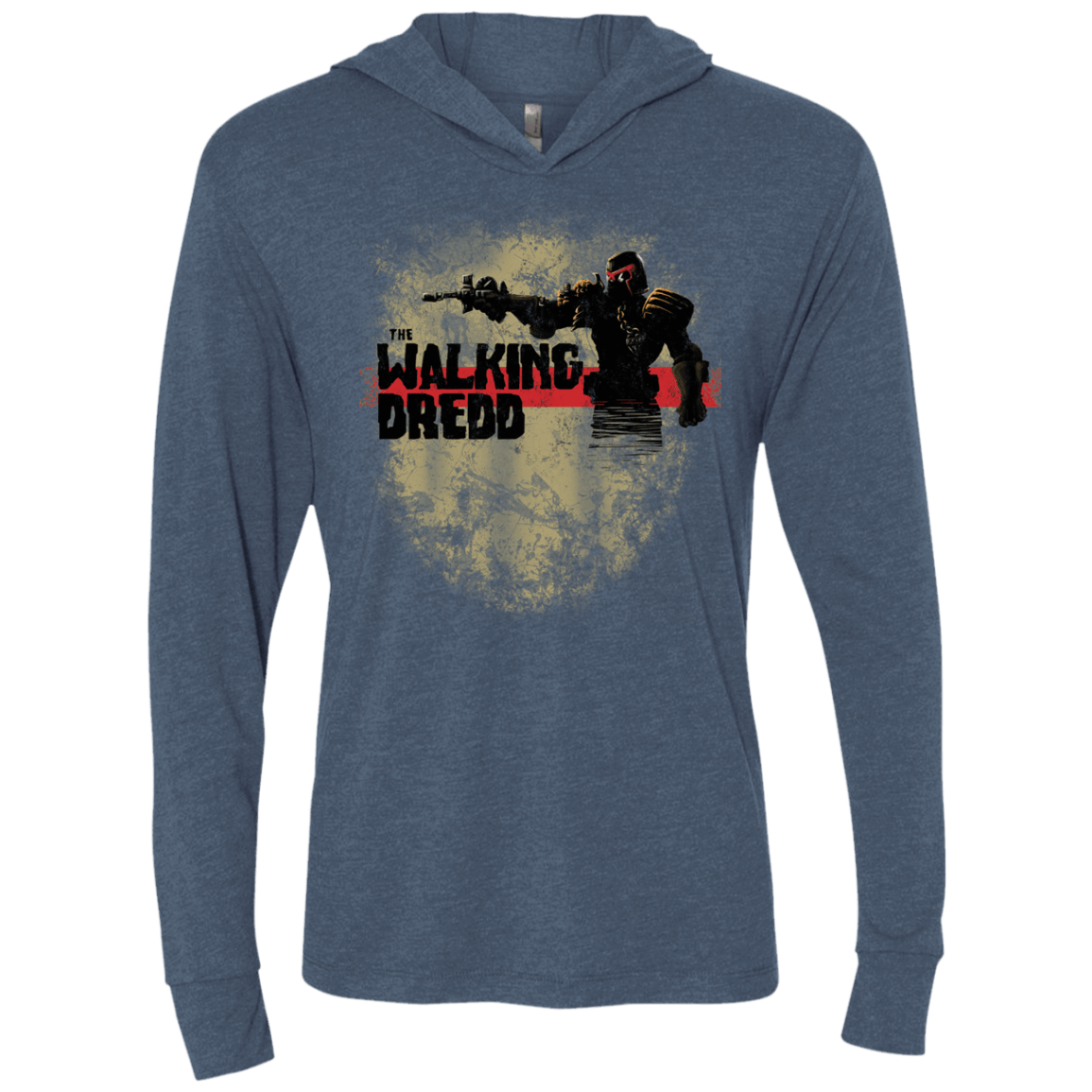 T-Shirts Indigo / X-Small Walking Dredd Triblend Long Sleeve Hoodie Tee