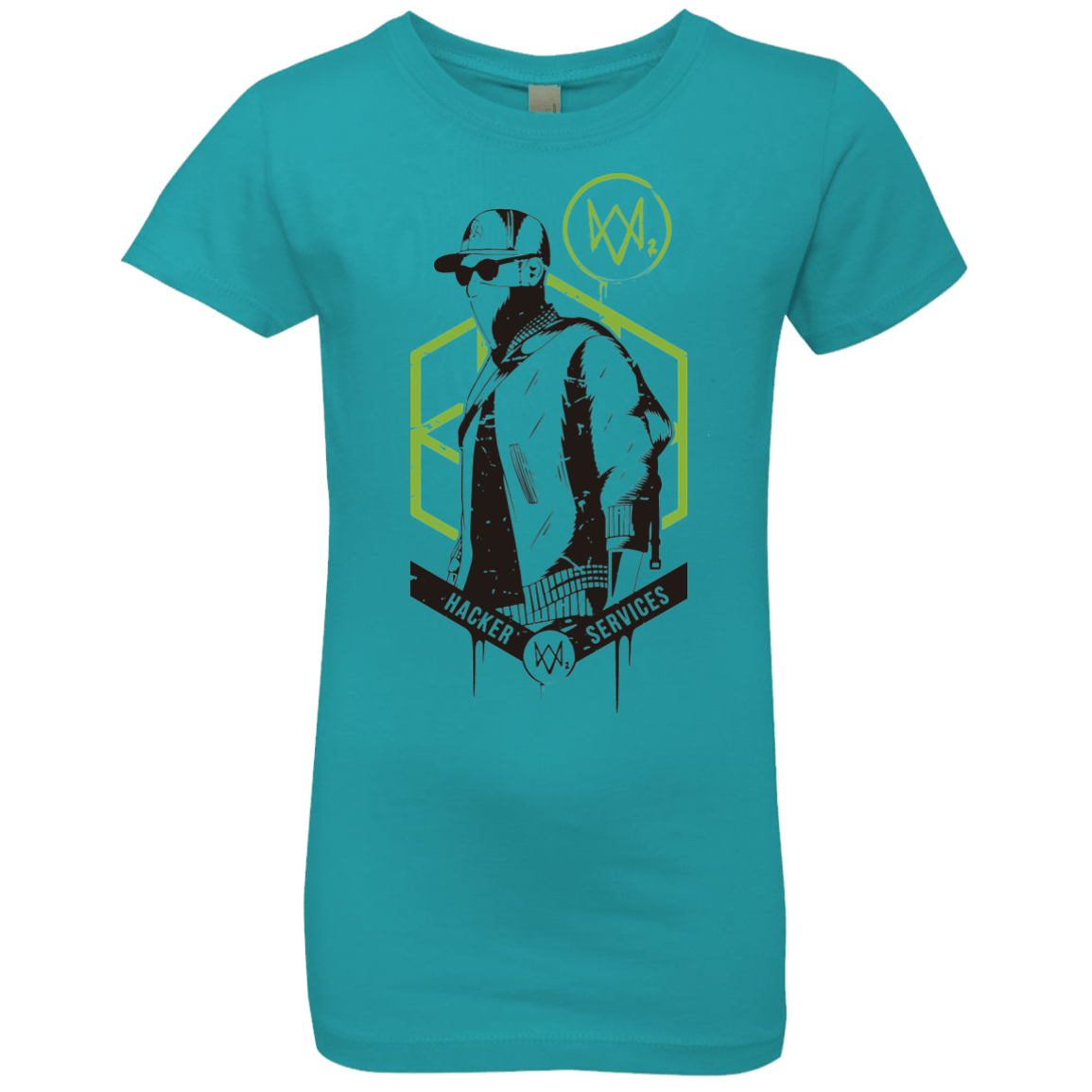 T-Shirts Tahiti Blue / YXS Watch Dogs 2 Hacker Services Girls Premium T-Shirt