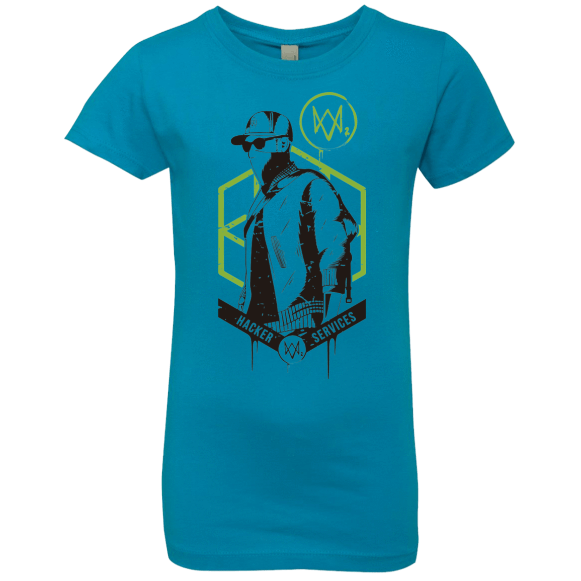 T-Shirts Turquoise / YXS Watch Dogs 2 Hacker Services Girls Premium T-Shirt