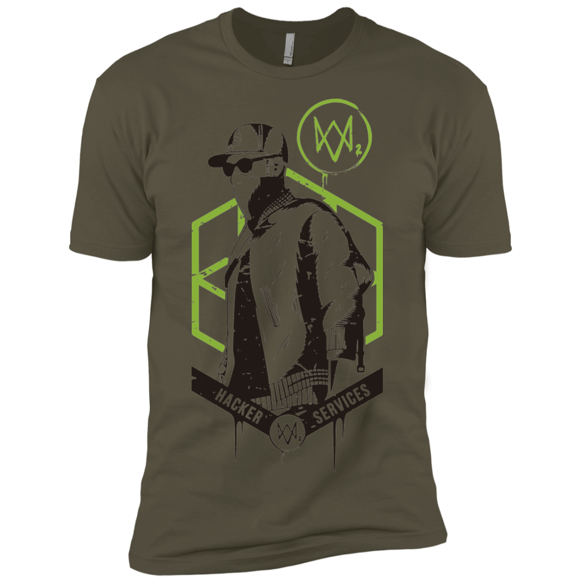 T-Shirts Military Green / X-Small Watch Dogs 2 Hacker Services Men's Premium T-Shirt