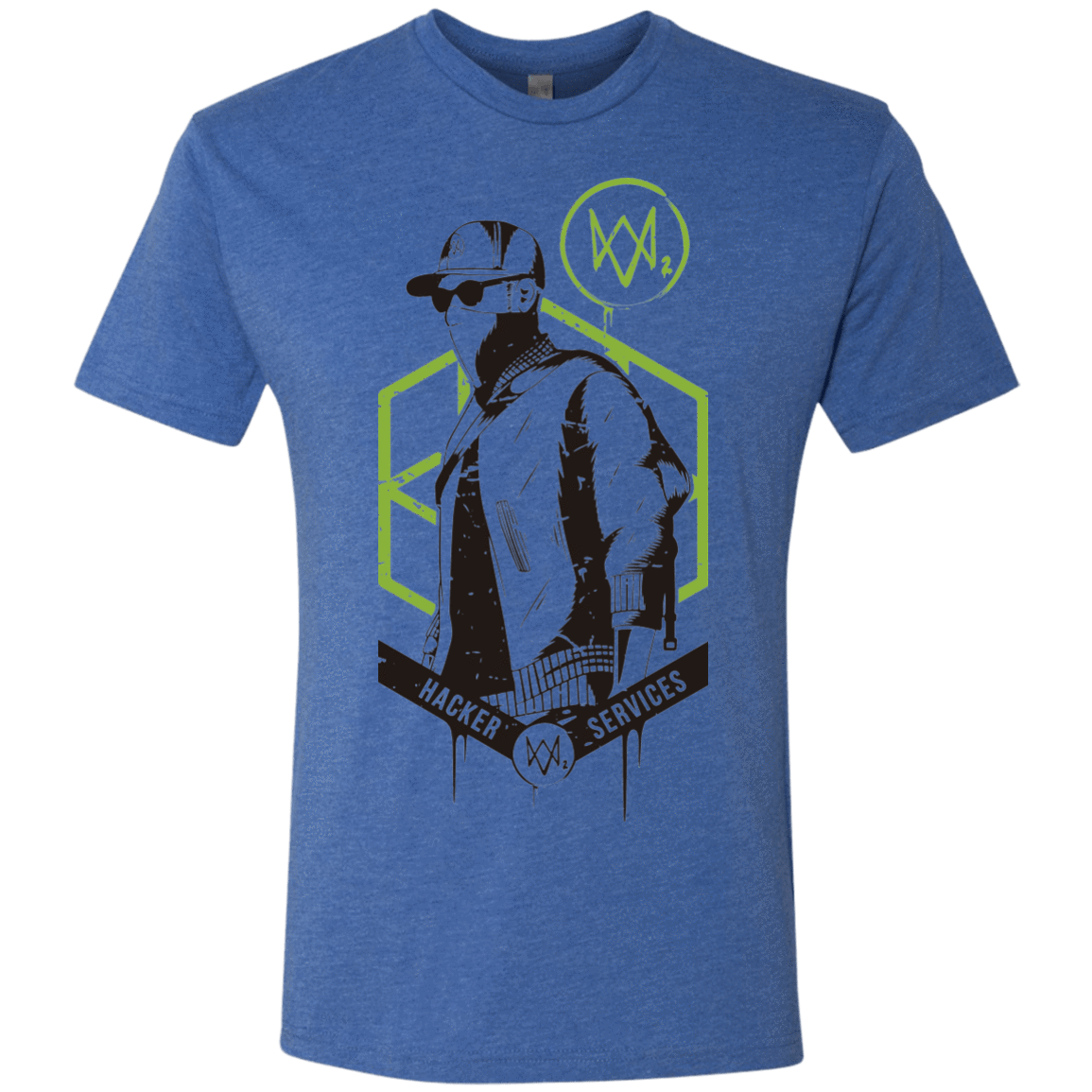 T-Shirts Vintage Royal / Small Watch Dogs 2 Hacker Services Men's Triblend T-Shirt