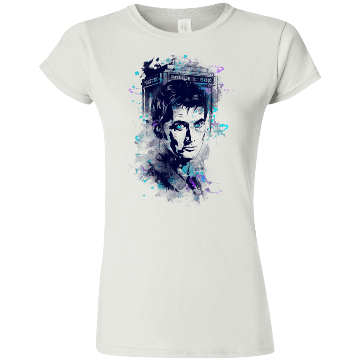 T-Shirts White / S Water Colors Tenth Doctor Junior Slimmer-Fit T-Shirt