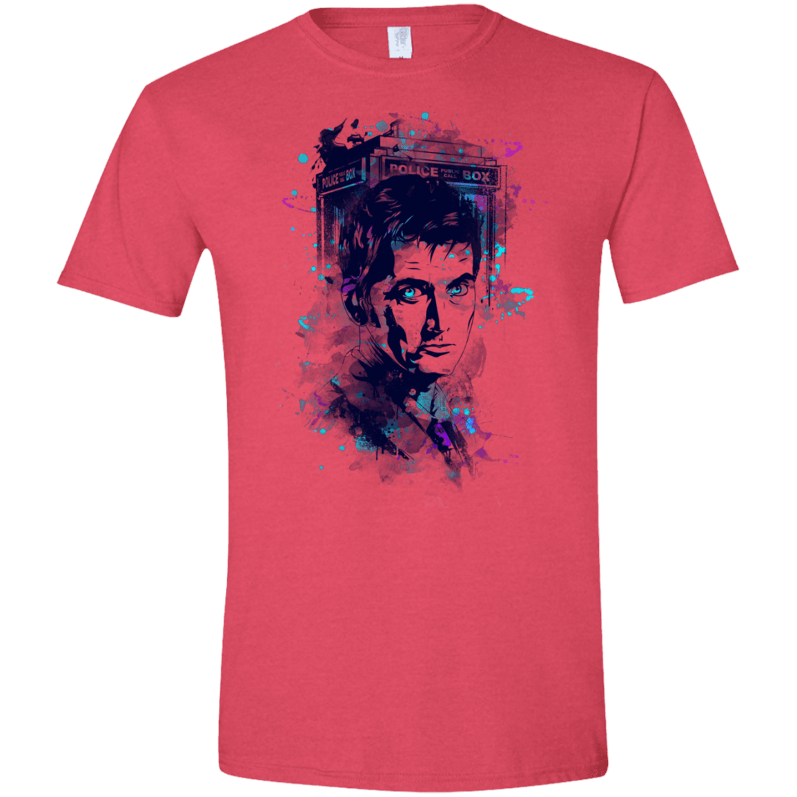 T-Shirts Heather Red / S Water Colors Tenth Doctor Men's Semi-Fitted Softstyle
