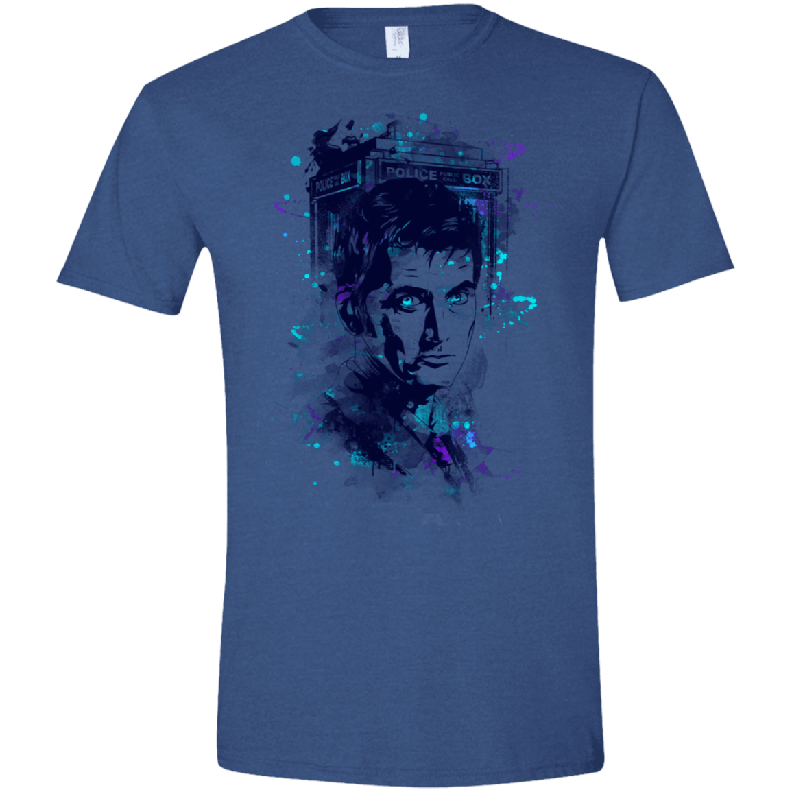 T-Shirts Heather Royal / X-Small Water Colors Tenth Doctor Men's Semi-Fitted Softstyle