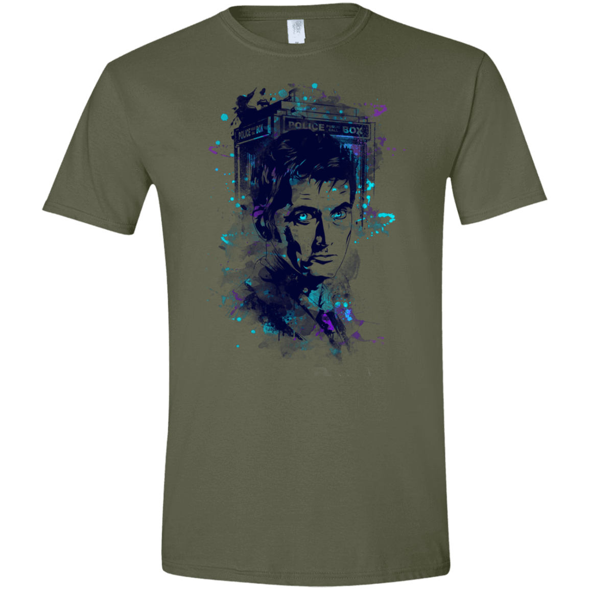 T-Shirts Military Green / S Water Colors Tenth Doctor Men's Semi-Fitted Softstyle