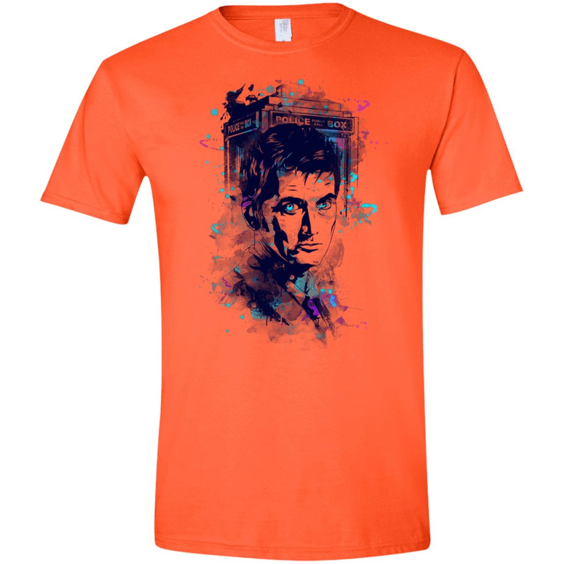 T-Shirts Orange / S Water Colors Tenth Doctor Men's Semi-Fitted Softstyle