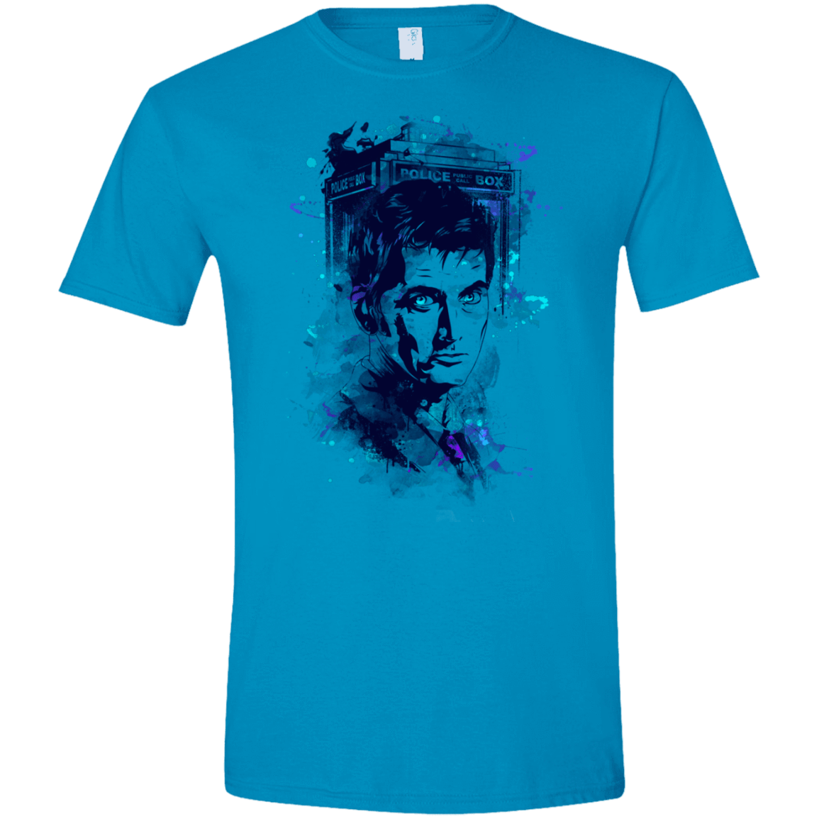 T-Shirts Sapphire / S Water Colors Tenth Doctor Men's Semi-Fitted Softstyle