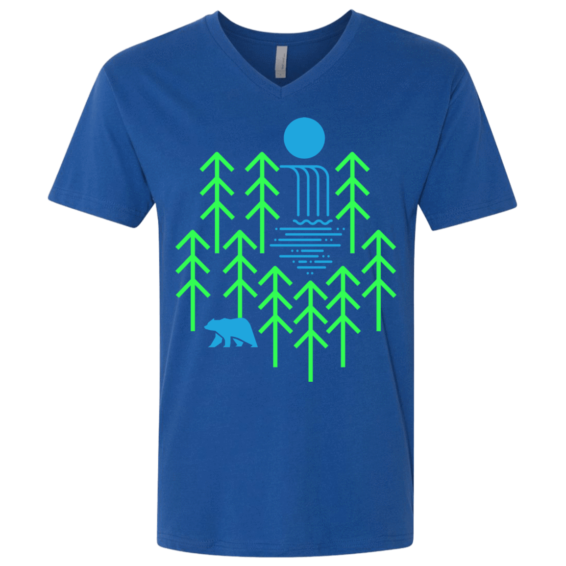 T-Shirts Royal / X-Small Waterfall Lake Men's Premium V-Neck