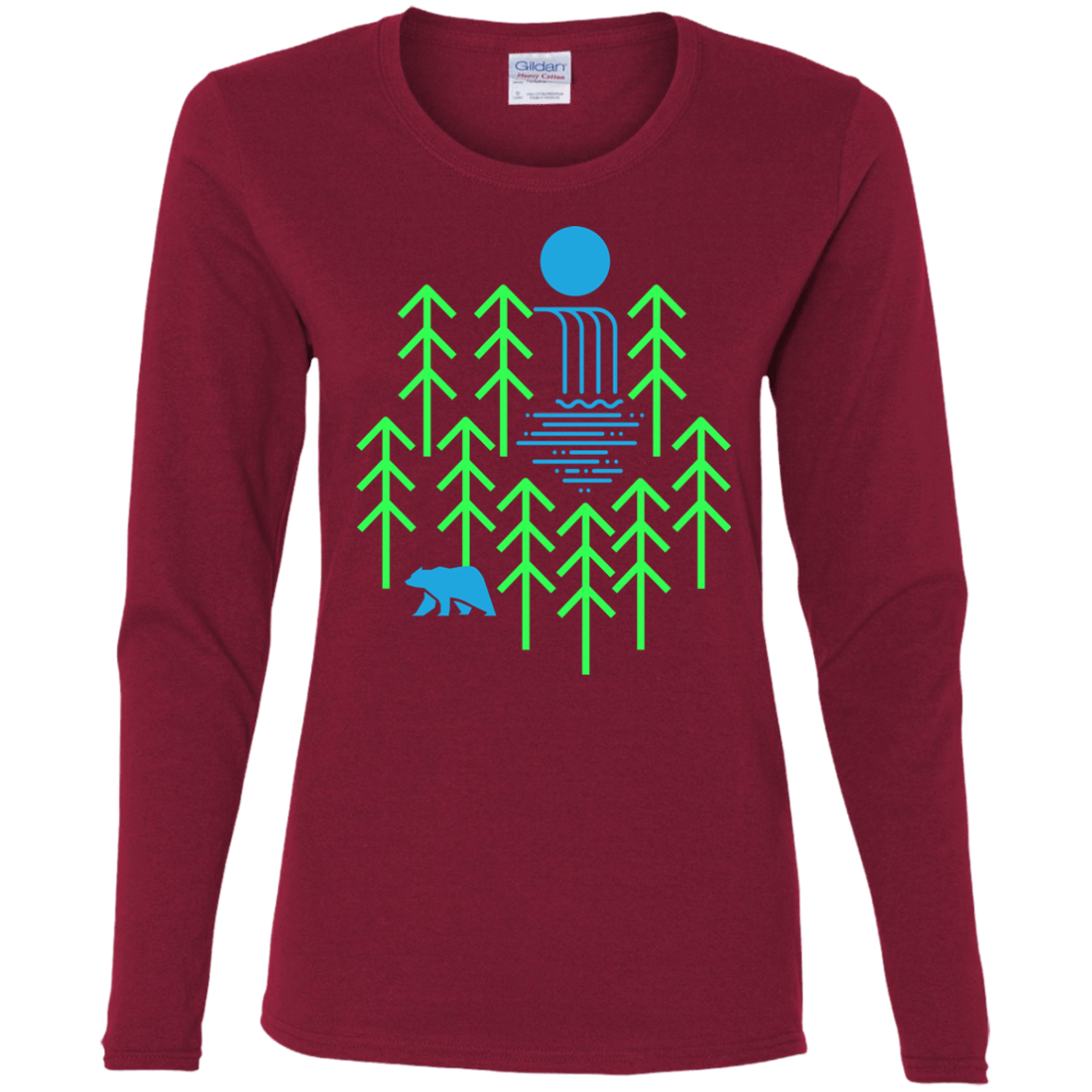 T-Shirts Cardinal / S Waterfall Lake Women's Long Sleeve T-Shirt