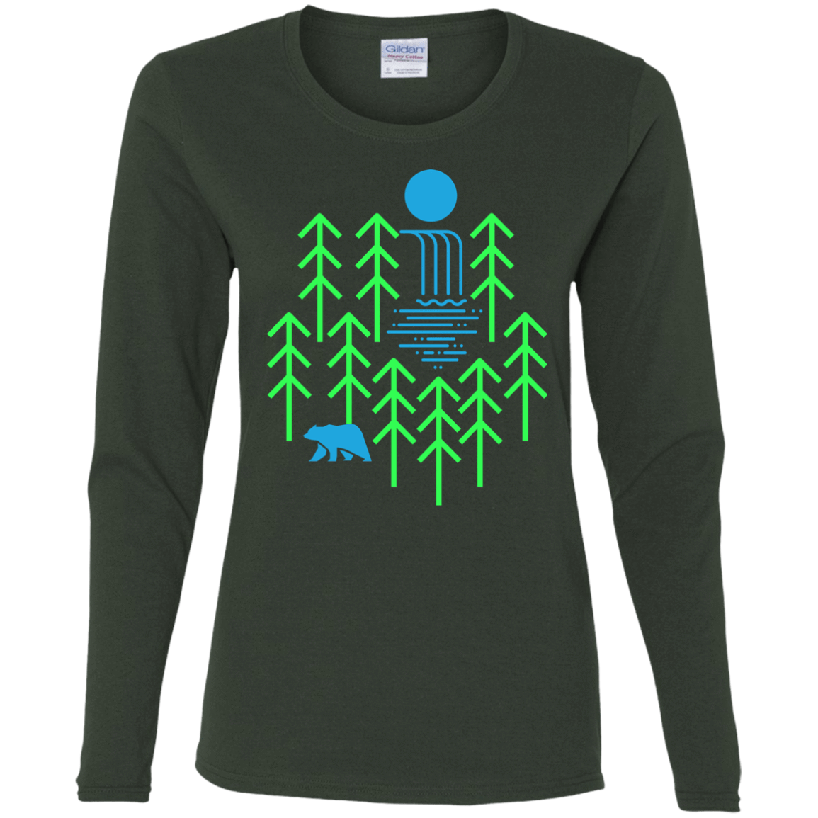 T-Shirts Forest / S Waterfall Lake Women's Long Sleeve T-Shirt