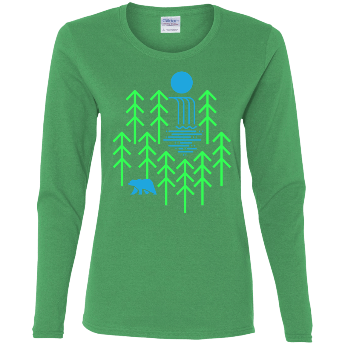 T-Shirts Irish Green / S Waterfall Lake Women's Long Sleeve T-Shirt