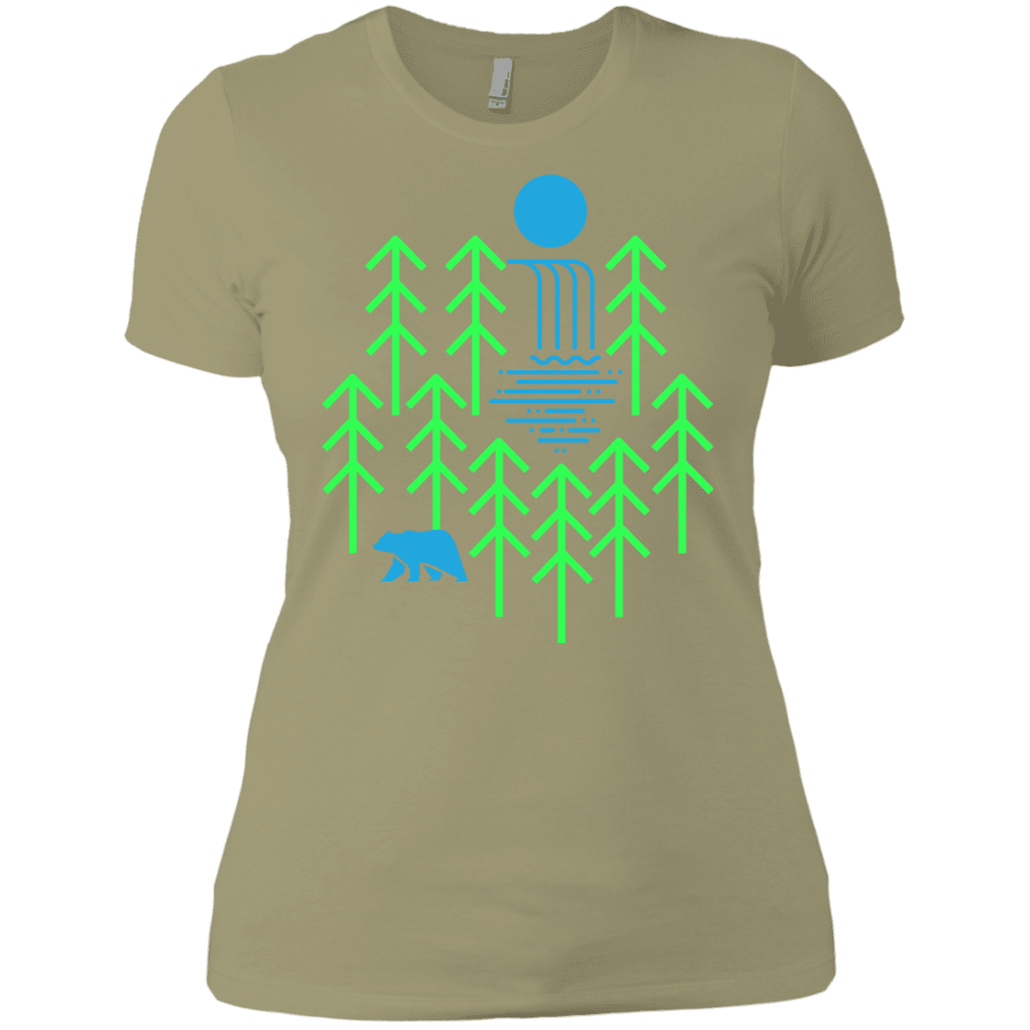 T-Shirts Light Olive / X-Small Waterfall Lake Women's Premium T-Shirt