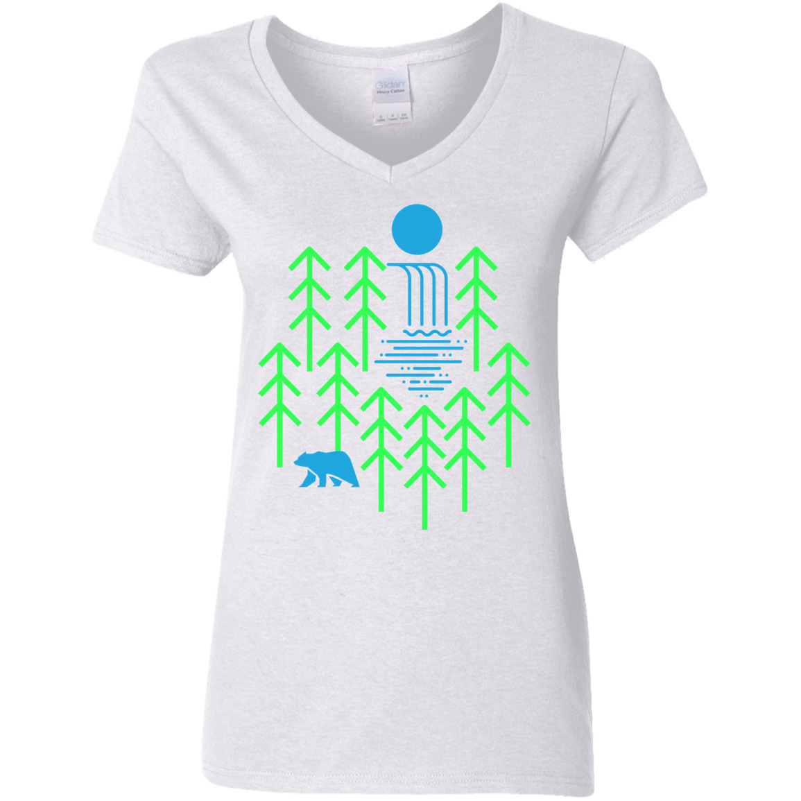 T-Shirts White / S Waterfall Lake Women's V-Neck T-Shirt