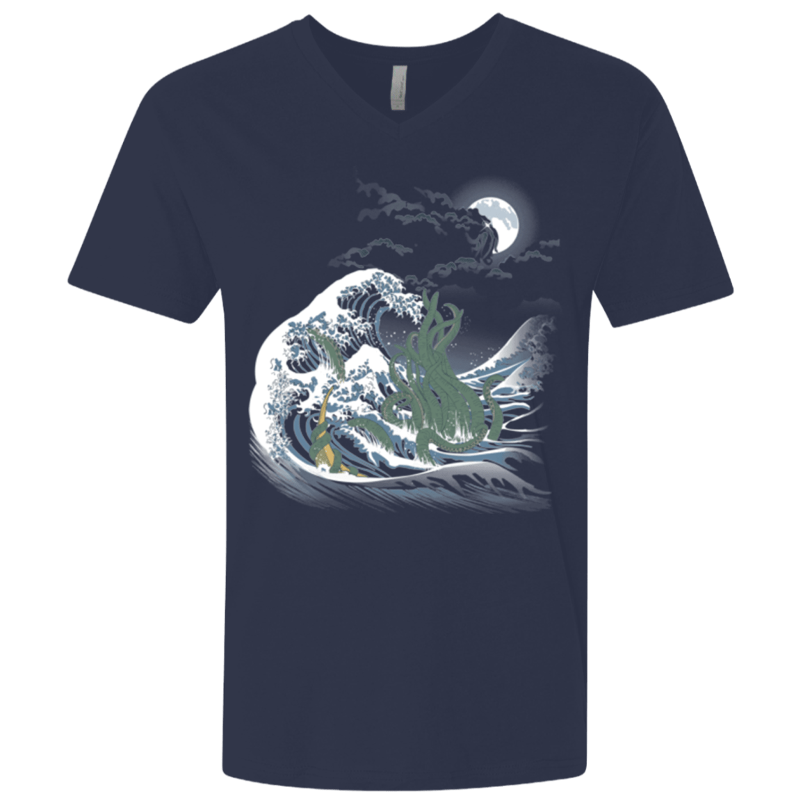 T-Shirts Midnight Navy / X-Small Wave Of R'lyeh Men's Premium V-Neck