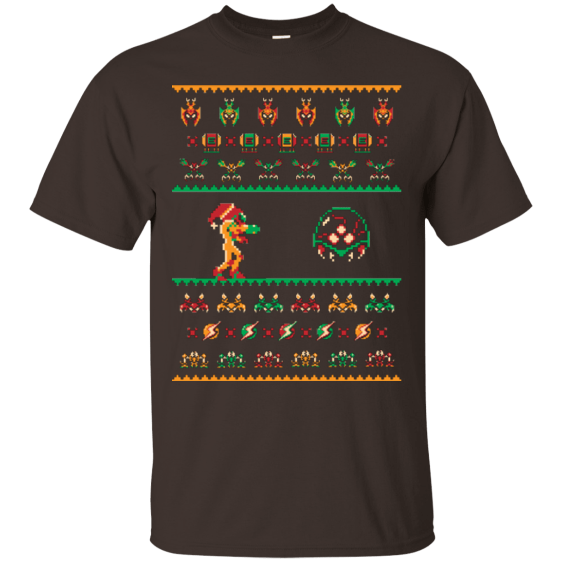 T-Shirts Dark Chocolate / Small We Wish You A Metroid Christmas T-Shirt